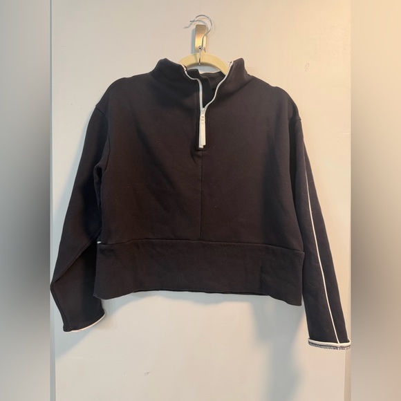 Victor Glemaud x Target Women’s Medium Black White Piping Funnel Neck Sweatshirt - Picture 2 of 6